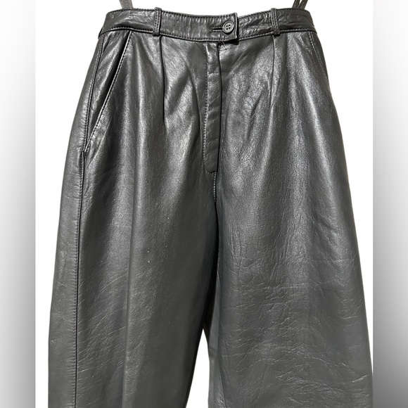 CASSIDY 90’s LEATHER PANTS Women's Black Leather size 2 front pockets vintage